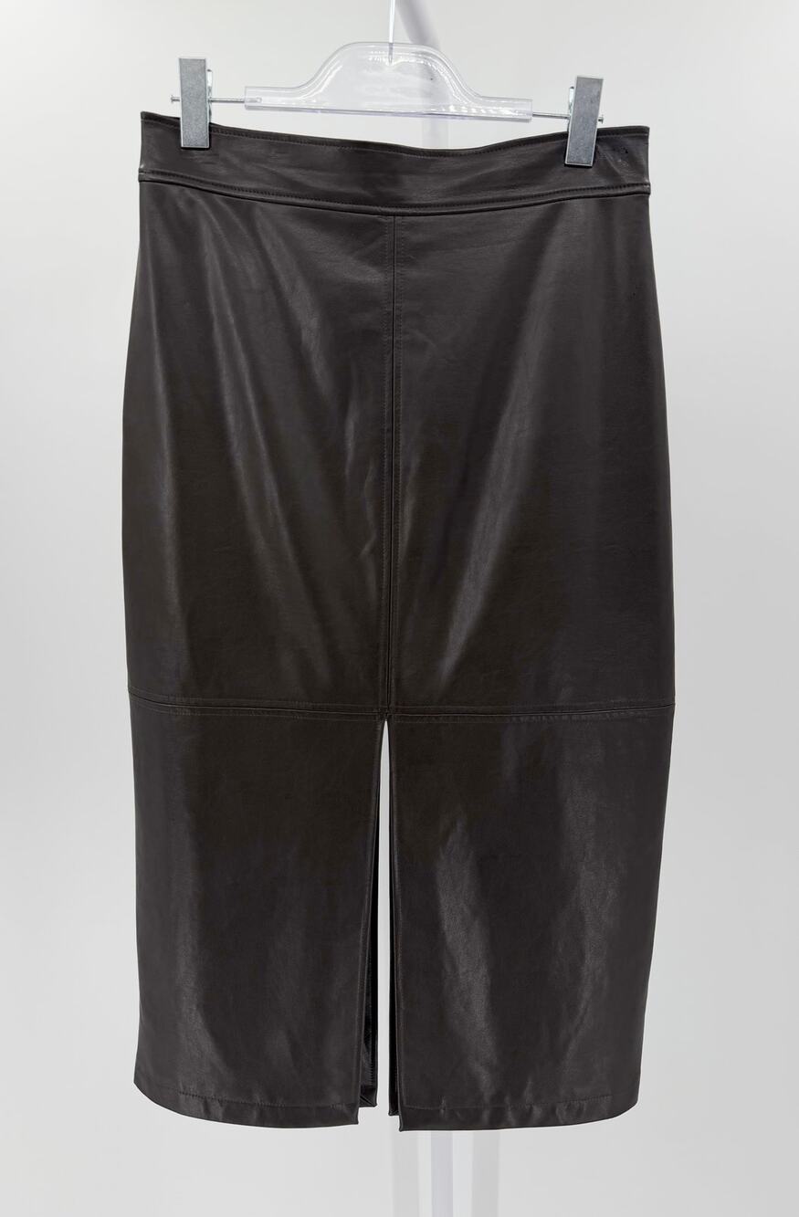 A.L.C. Moss Faux Leather Pencil Skirt Dark Chocolate Espresso Brown Midi 10